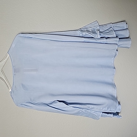 Chelsea & Theodore XL NWT blue tiered ruffle sleeve top - Picture 5 of 5